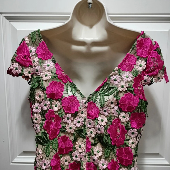 Xscape Pink and Green Floral Midi Dress - Picture 5 of 10